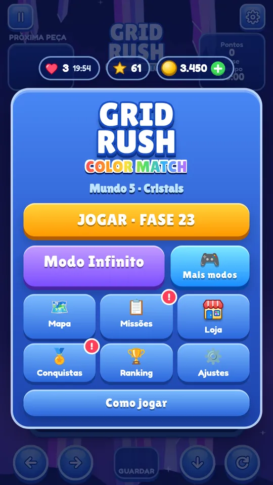 Tela do Grid Rush