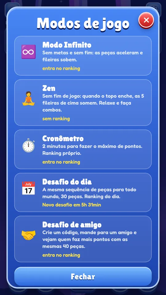 Tela do Grid Rush